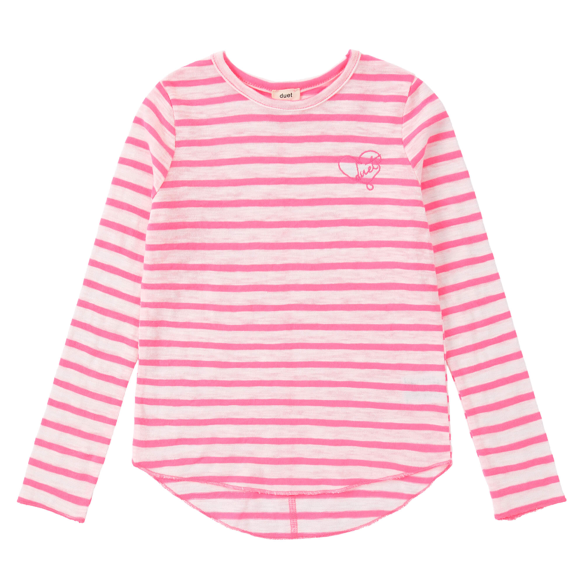 Duet Girls Neon Pink Striped T-Shirt