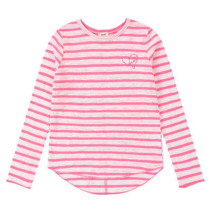 Duet Girls Neon Pink Striped T-Shirt