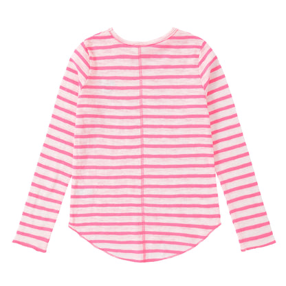 Duet Girls Neon Pink Striped T-Shirt