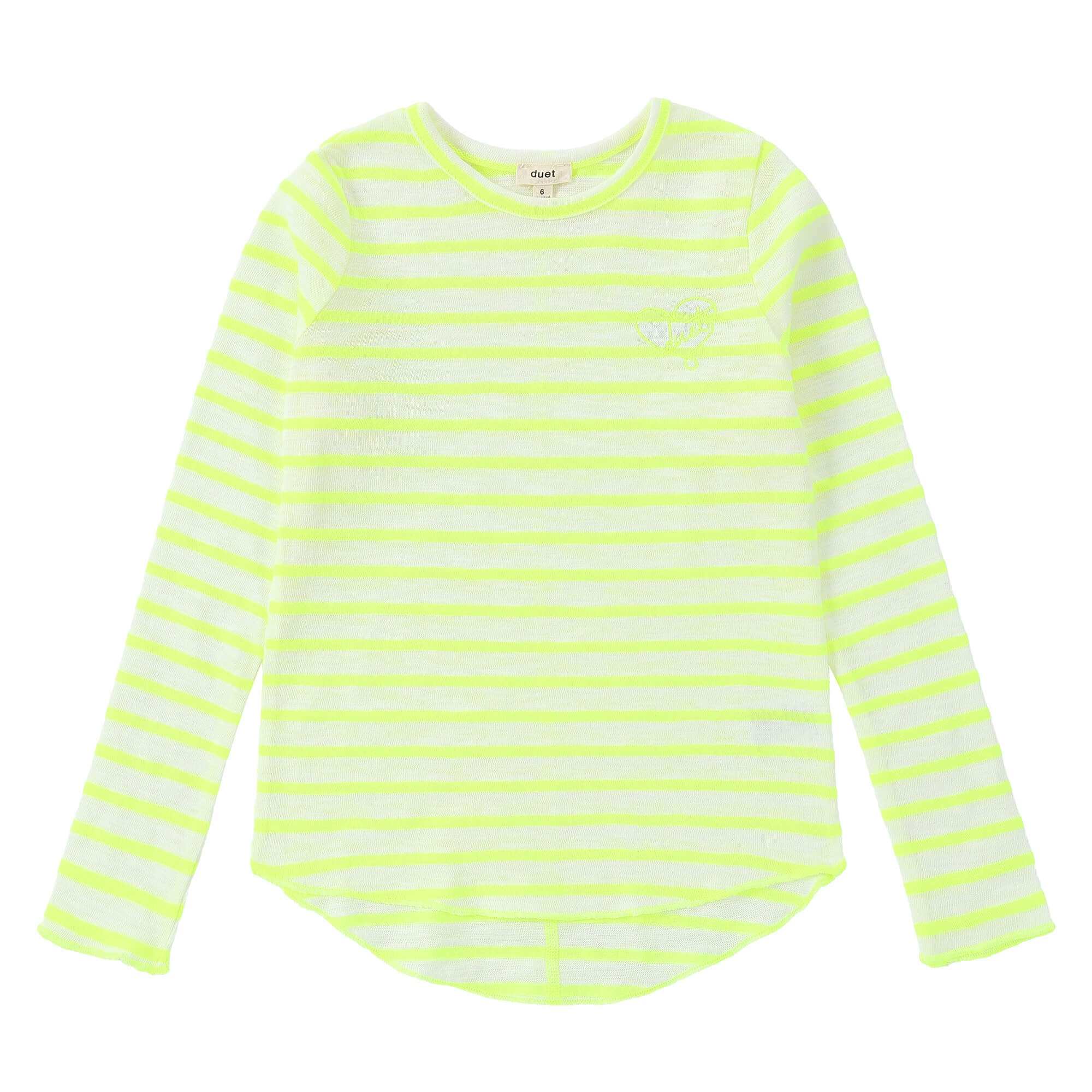 Duet Girls Neon Yellow Striped T-Shirt