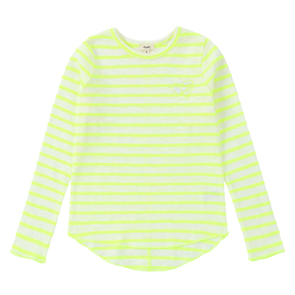 Duet Girls Neon Yellow Striped T-Shirt