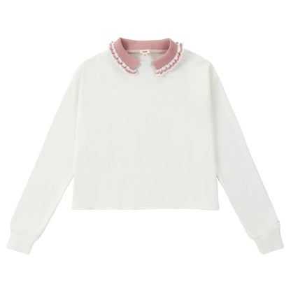 Duet Girls Ivory Collared Sweater