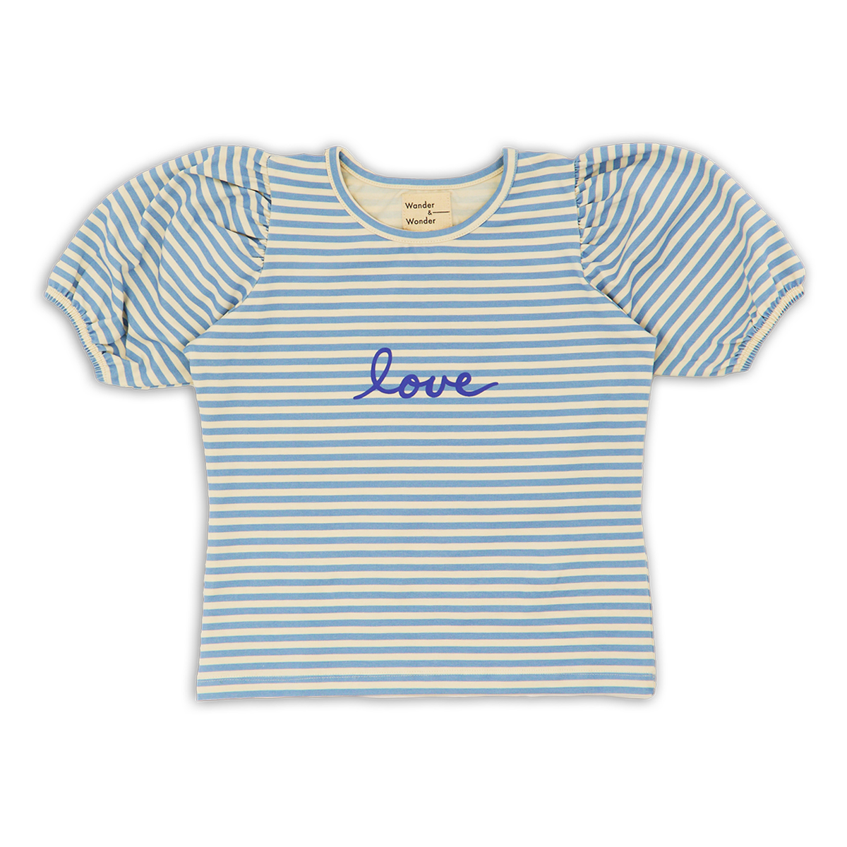 Wander &amp; Wonder Blue Striped Puff Sleeves Top