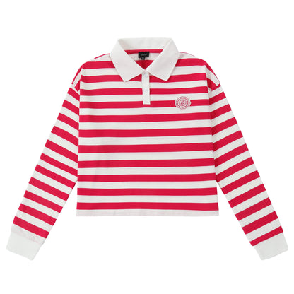 Eleve Hot Pink Stripe Cropped Polo