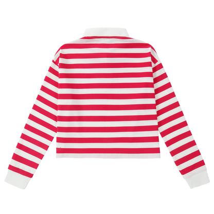 Eleve Hot Pink Stripe Cropped Polo