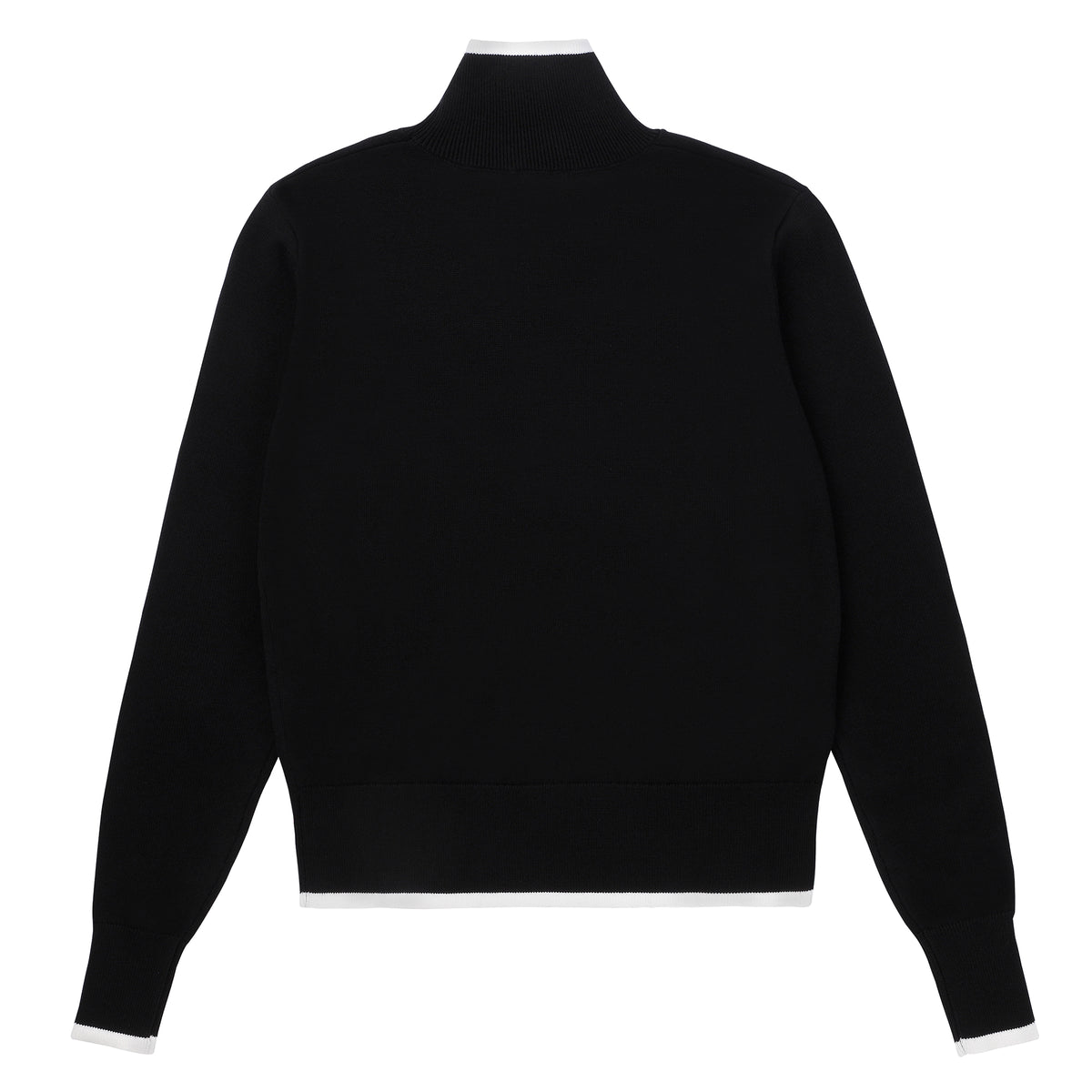 Eleve Teens Black Chest Logo Knit Sweater with Black/White Stitching