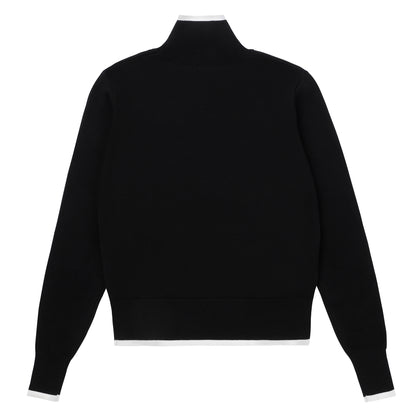 Eleve Teens Black Chest Logo Knit Sweater with Black/White Stitching