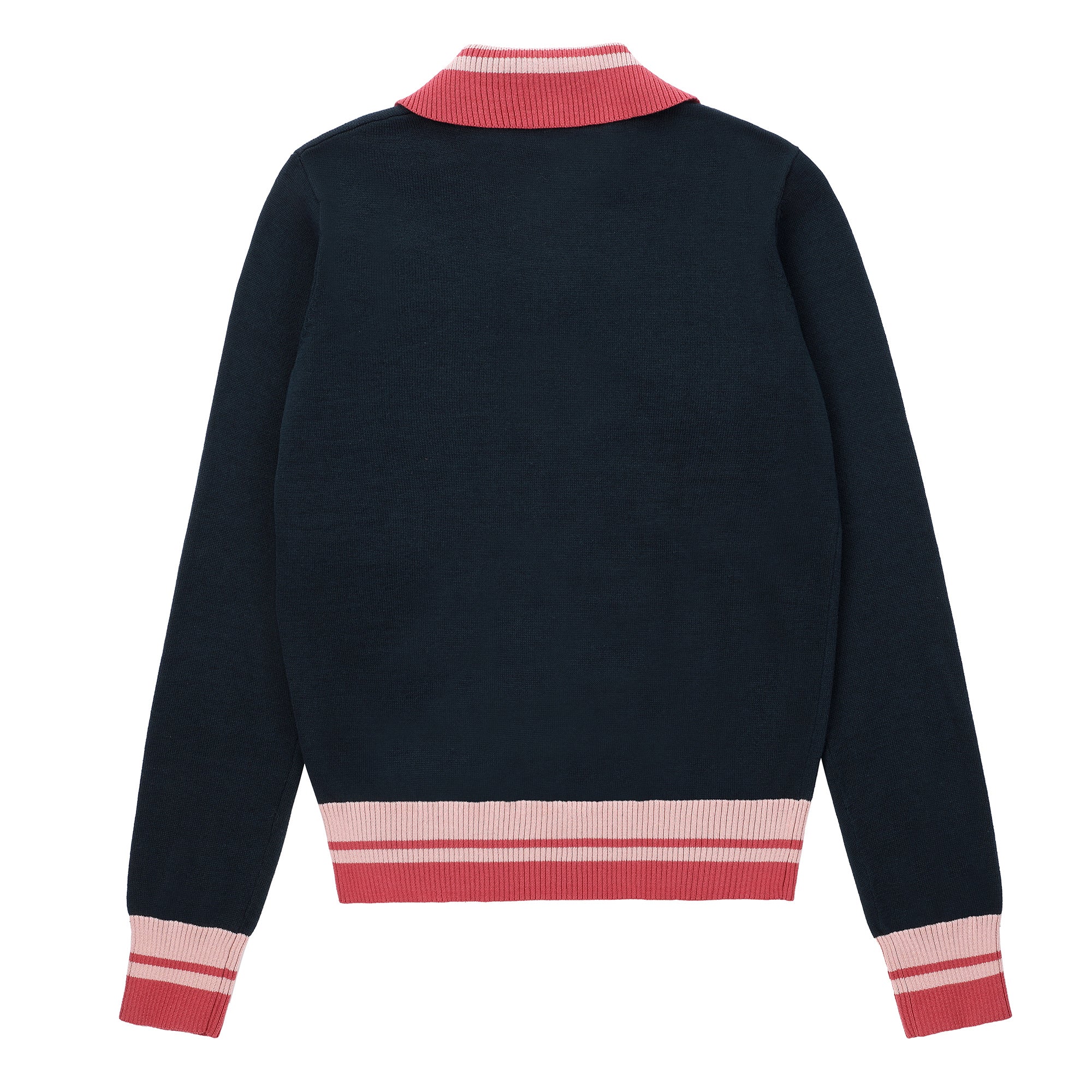 Eleve Teens Navy Collared Knit Sweater with Red Trim