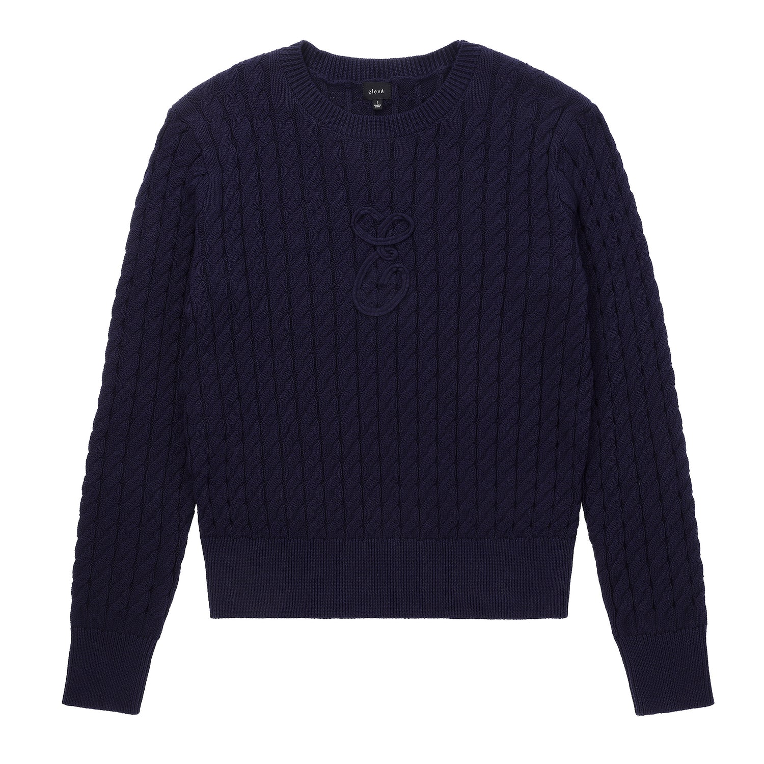Eleve Teens Navy Knit Sweater with Black Emblem
