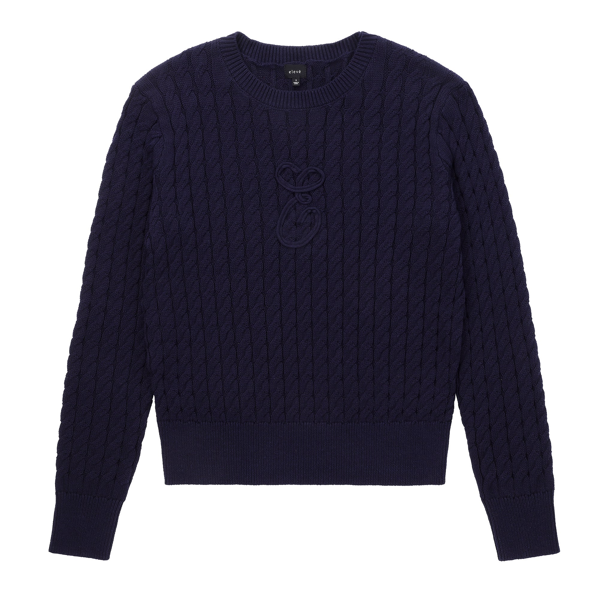 Eleve Teens Navy Knit Sweater with Black Emblem