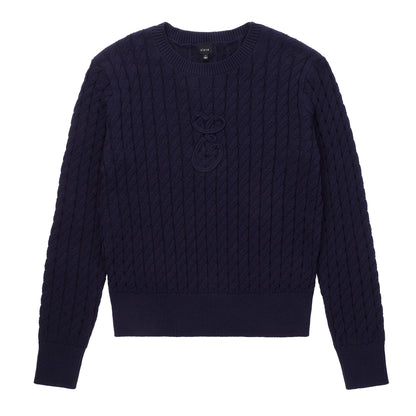 Eleve Teens Navy Knit Sweater with Black Emblem