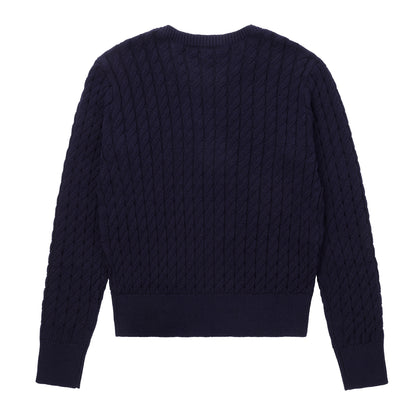 Eleve Teens Navy Knit Sweater with Black Emblem