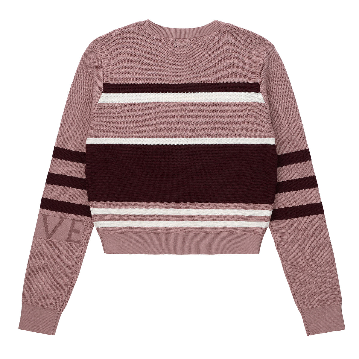 Eleve Teens Pink Stripe Knit Sweater with Purple Trim