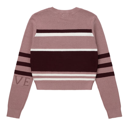 Eleve Teens Pink Stripe Knit Sweater with Purple Trim