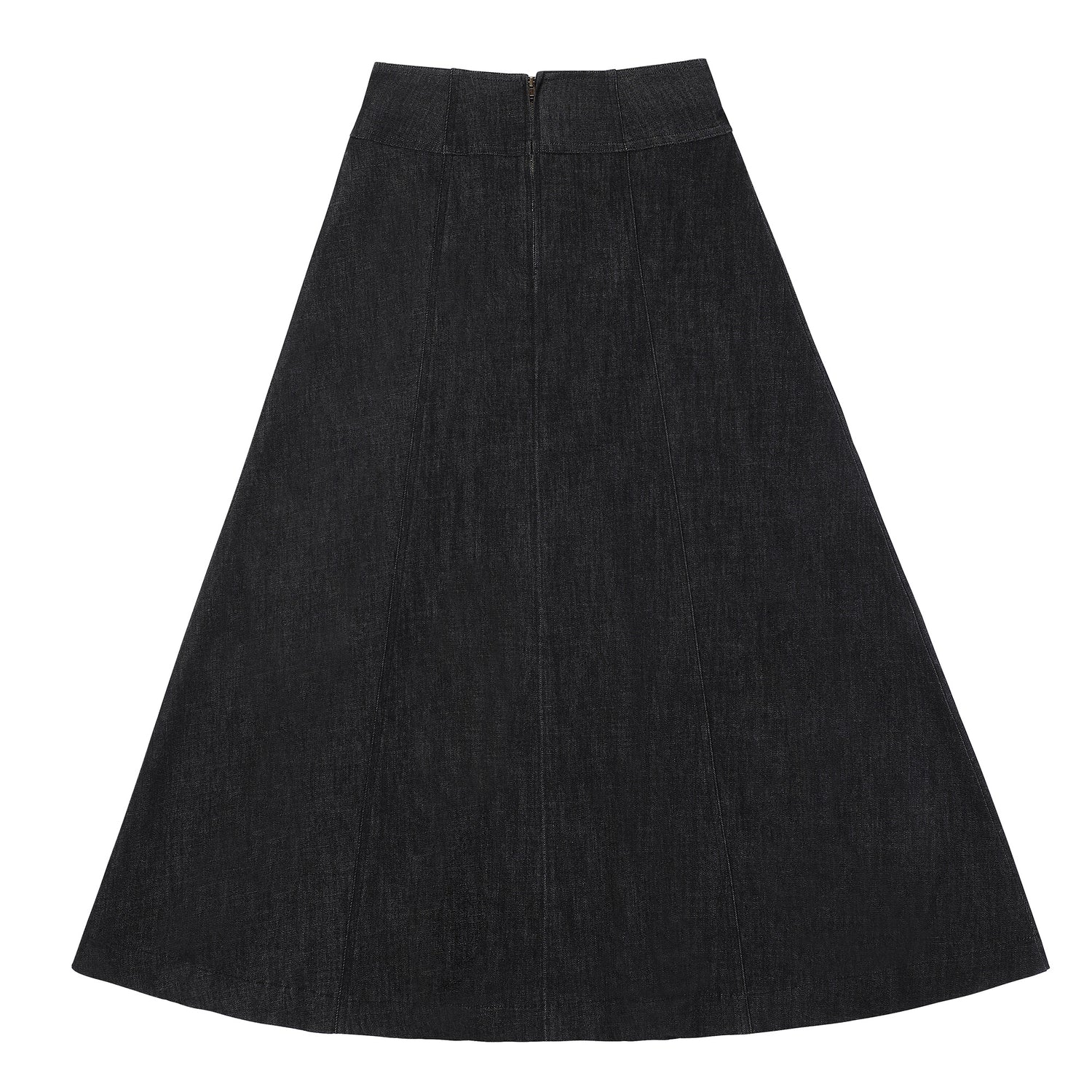 Eleve Teens Black Denim Drop Waisted Maxi Skirt with Gold Buckles