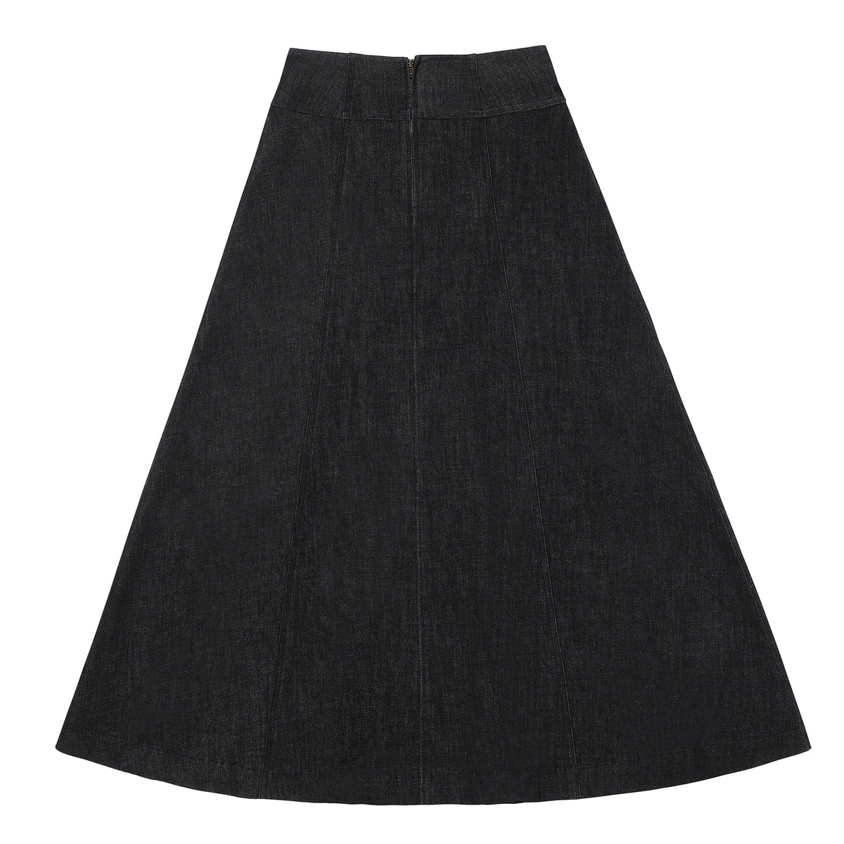 Eleve Teens Black Denim Drop Waisted Maxi Skirt with Gold Buckles
