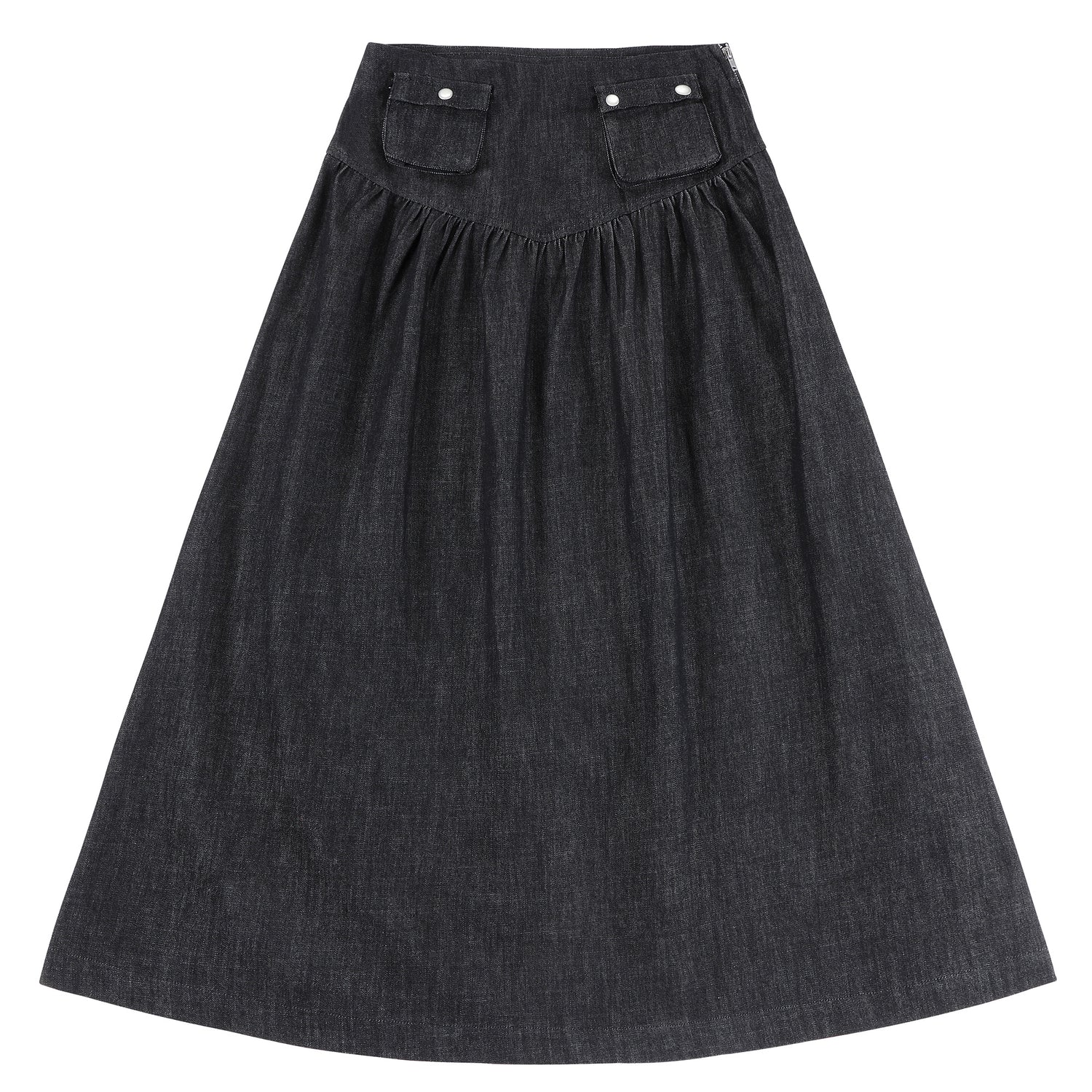 Eleve Teens Black Denim Low Waist Maxi Skirt