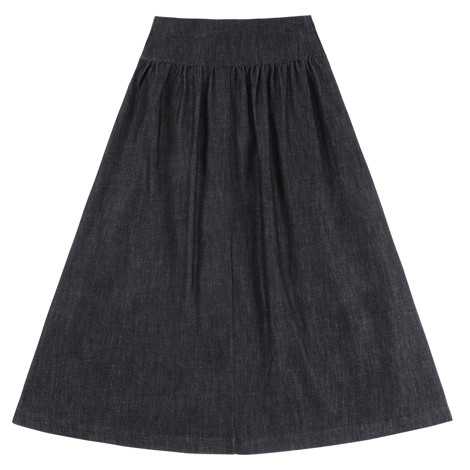 Eleve Teens Black Denim Low Waist Maxi Skirt