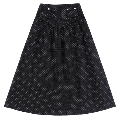 Eleve Teens Polkadot V-Cut Maxi Skirt with Detailed Pockets