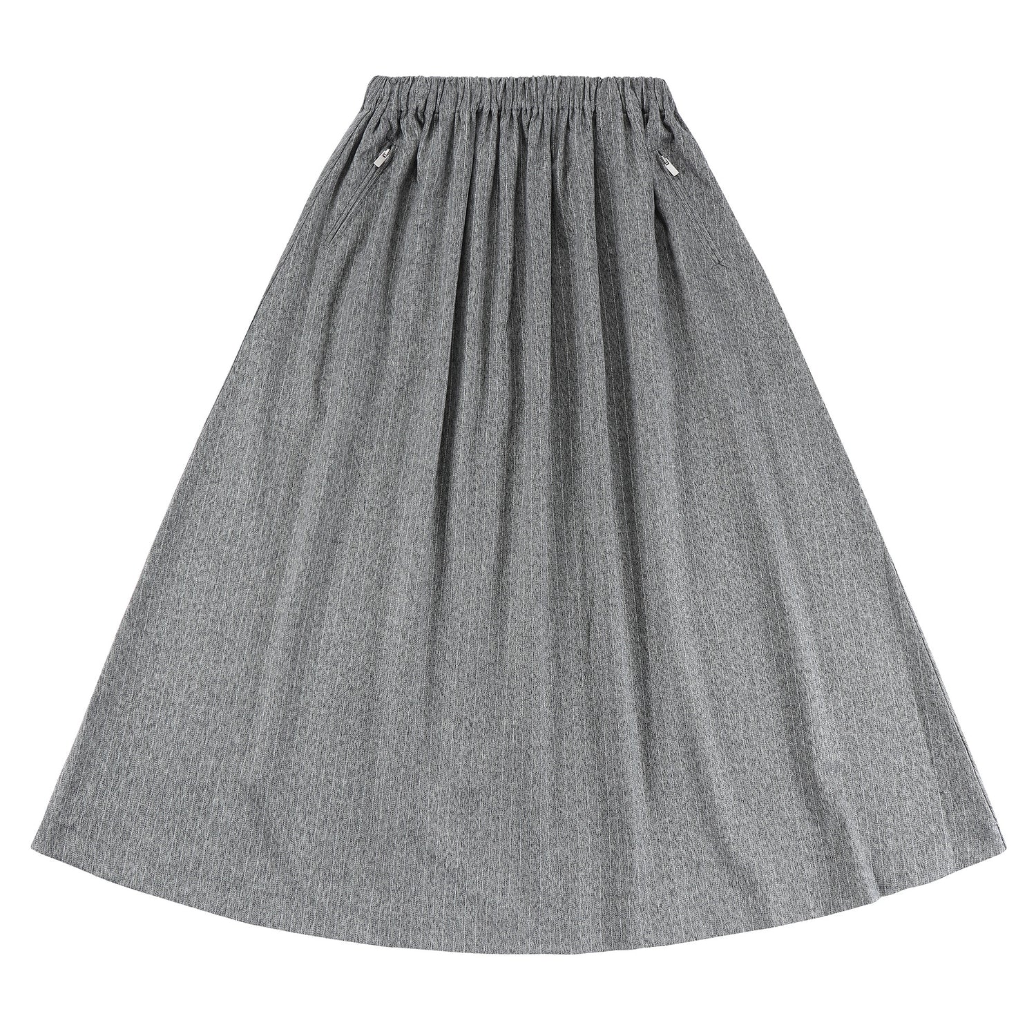 Eleve Teens Grey Pinstripe A-line Maxi Skirt