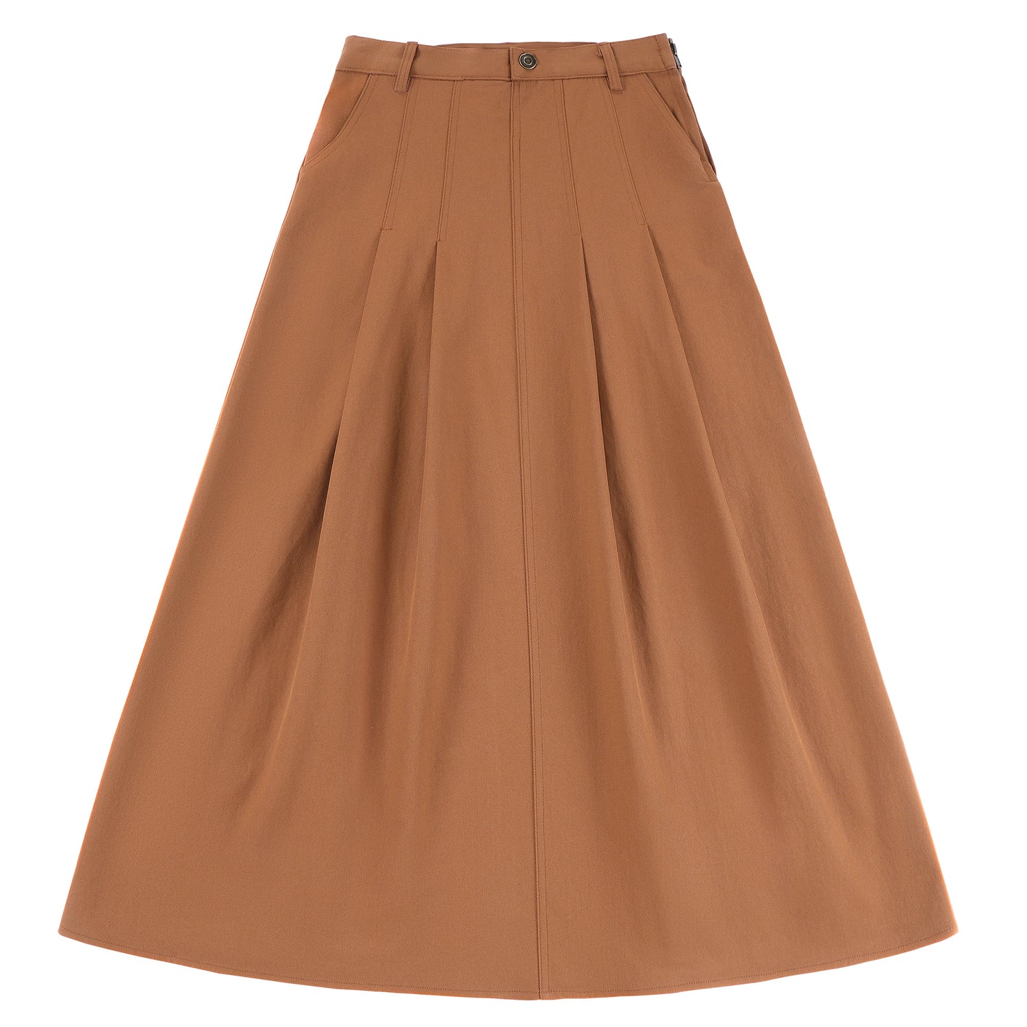 Eleve Teens Light Brown Thick Pleated Short Skirt