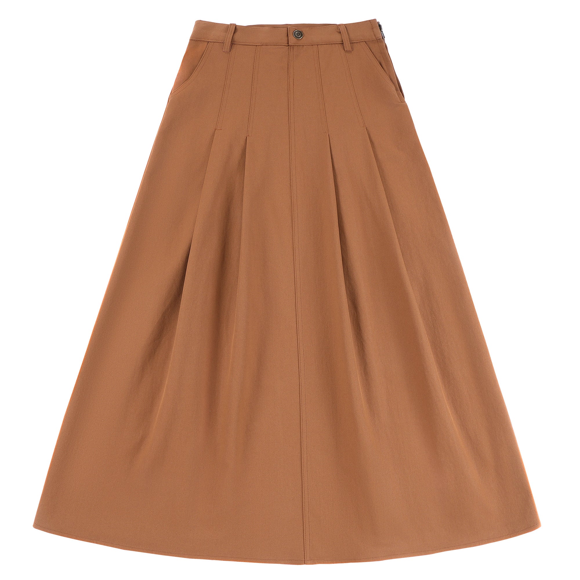 Eleve Teens Light Brown Thick Pleated Short Skirt