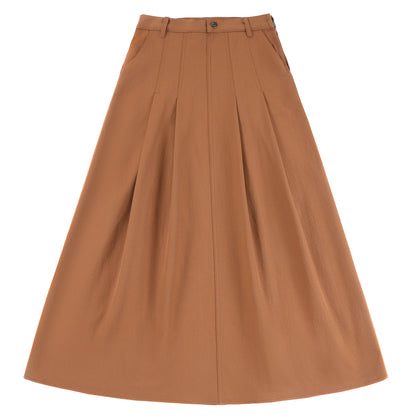 Eleve Teens Light Brown Thick Pleated Short Skirt