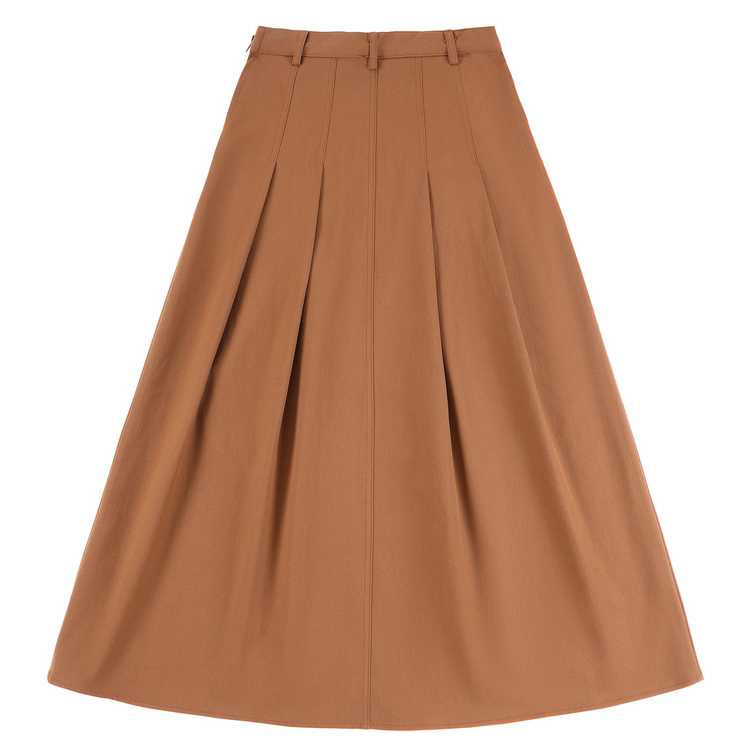 Eleve Teens Light Brown Thick Pleated Short Skirt
