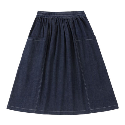 Duet Girls Dark Denim Midi Pocket Skirt