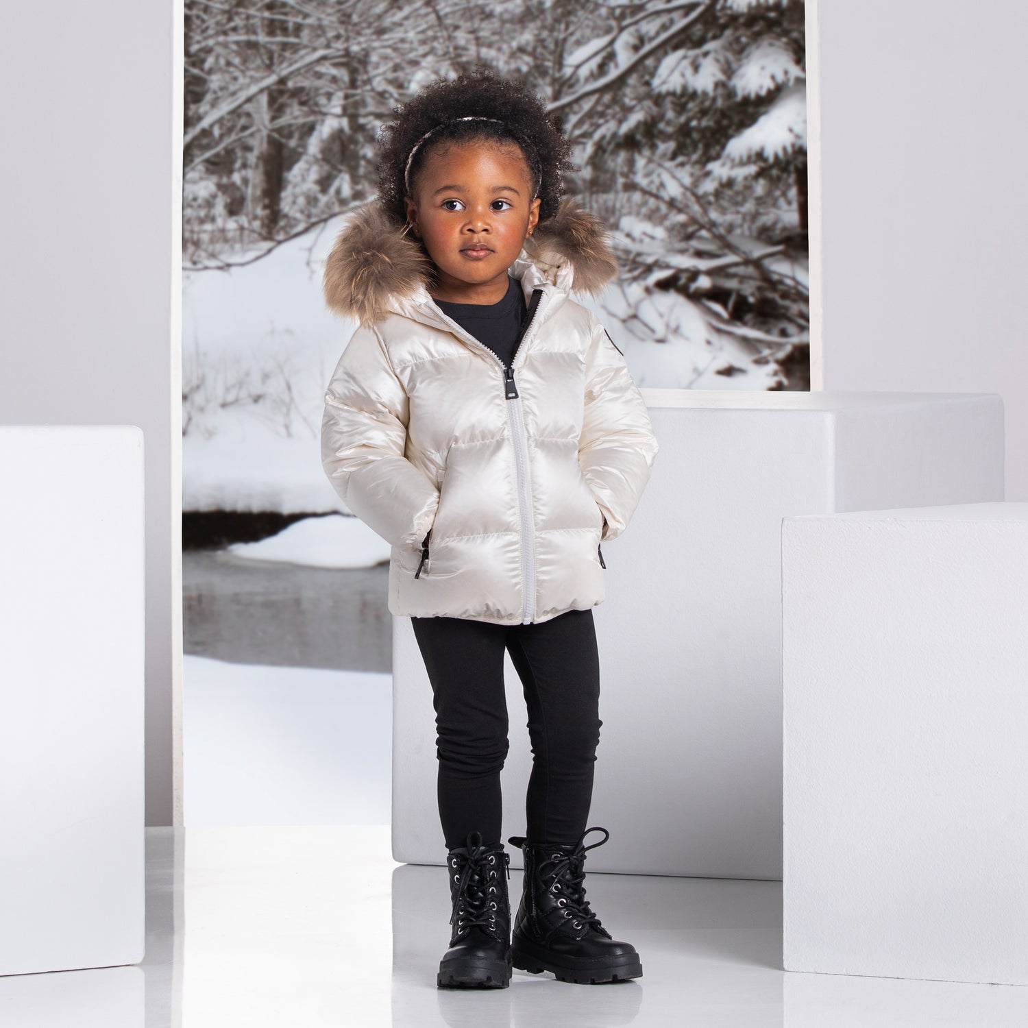 Ellabee Beige with Natural Fur Coat