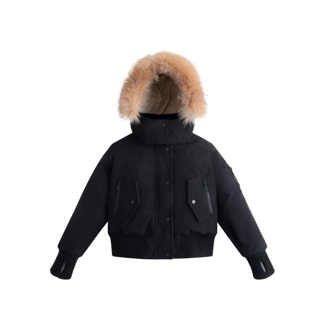 Ellabee Adelle Canvas Down Bomber Coat- Gold Fox Fur