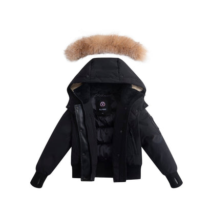 Ellabee Adelle Canvas Down Bomber Coat- Gold Fox Fur