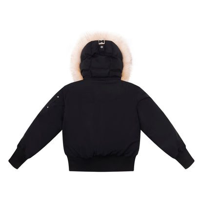 Ellabee Adelle Canvas Black Down Bomber with Pom Poms