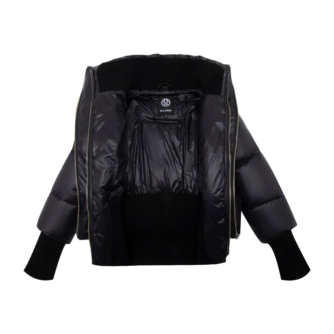 Ellabee Teen Black Darcy Double Zipper Bomber Coat