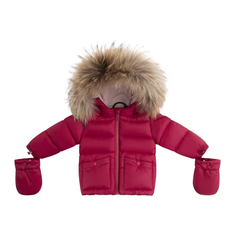 Ellabee Raspberry/Pink Lining Bella Enfant Fur Down Jacket