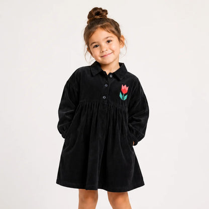 Wander &amp; Wonder Girls Black Corduroy Lotte Dress