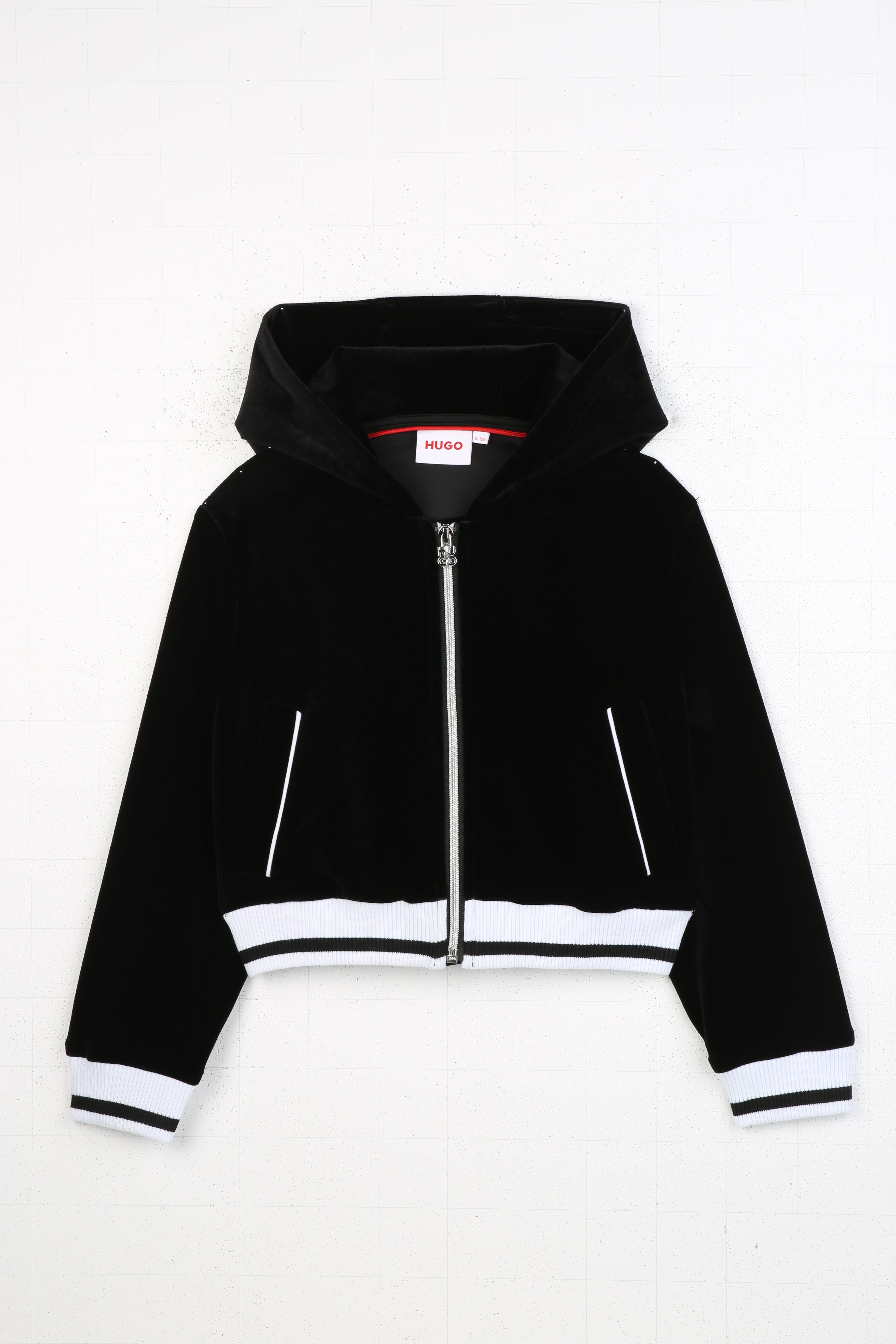 Hugo Velour Zip Up Hoodie