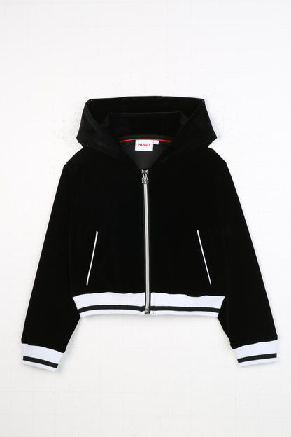 Hugo Velour Zip Up Hoodie