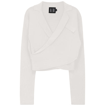 Gem Cream Knit Wrap Blazer
