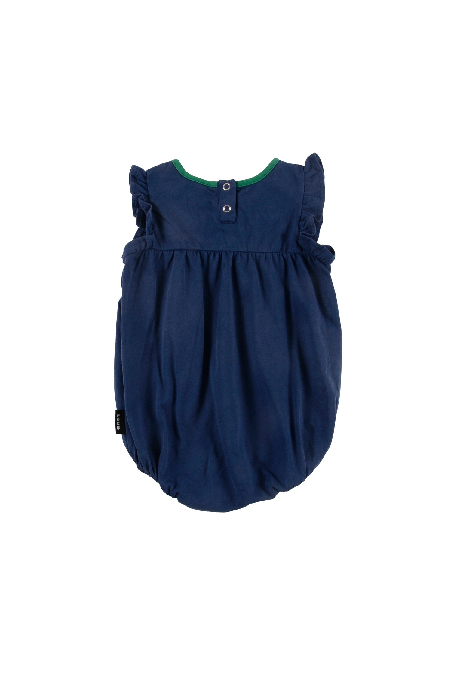 Loud Baby Girl Ruffle Romper Navy