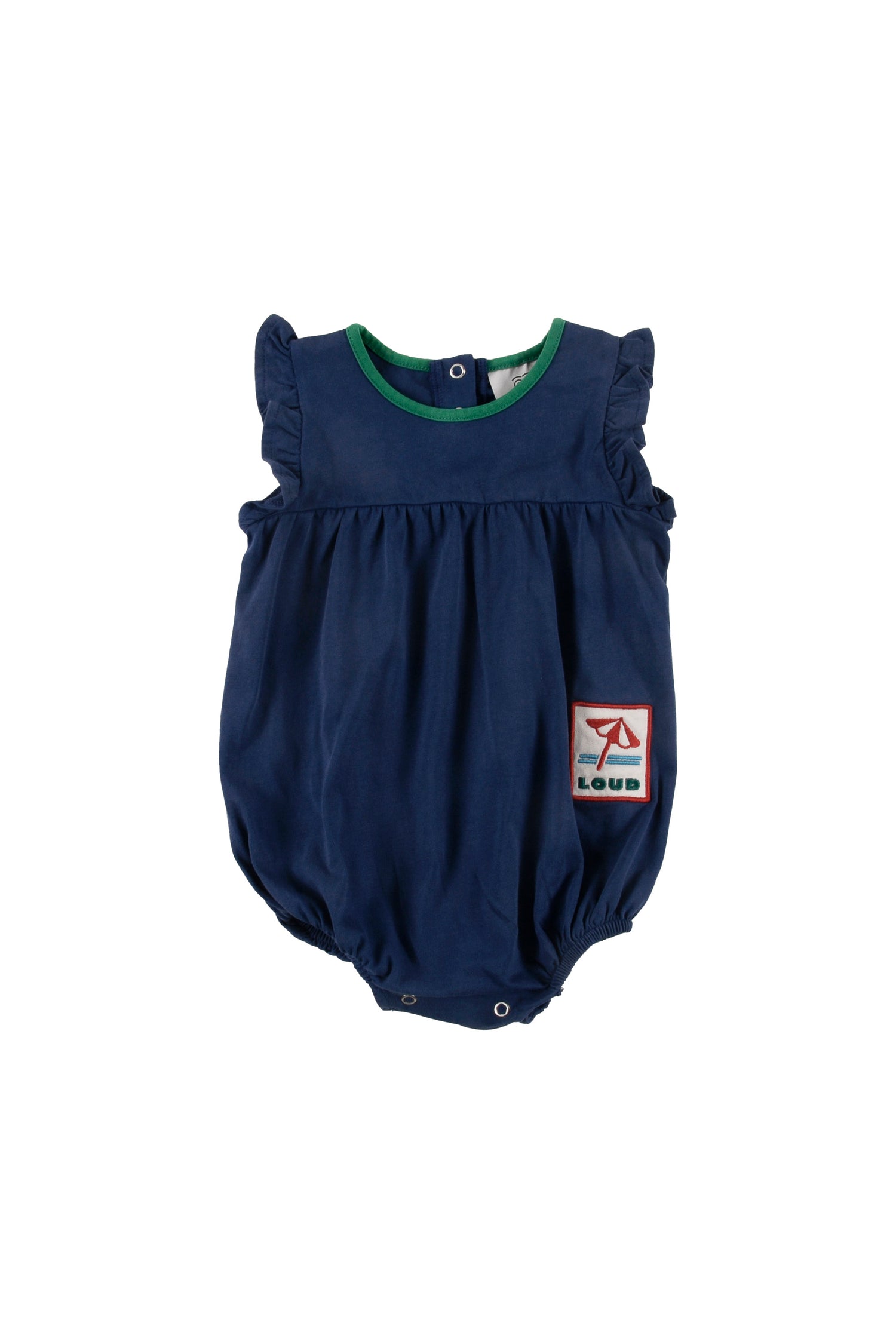 Loud Baby Girl Ruffle Romper Navy