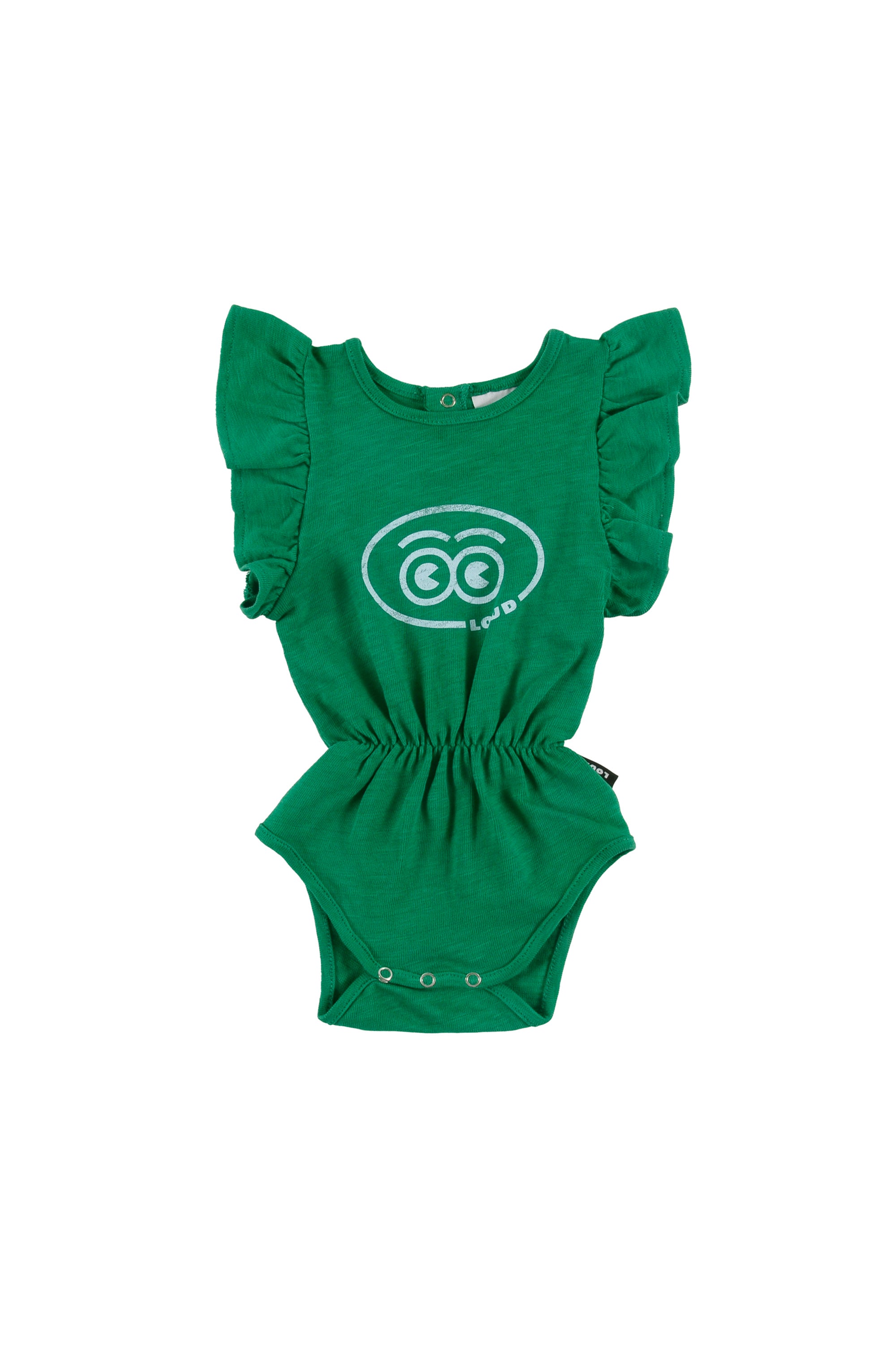Loud Baby Girl Ruffle Green Romper