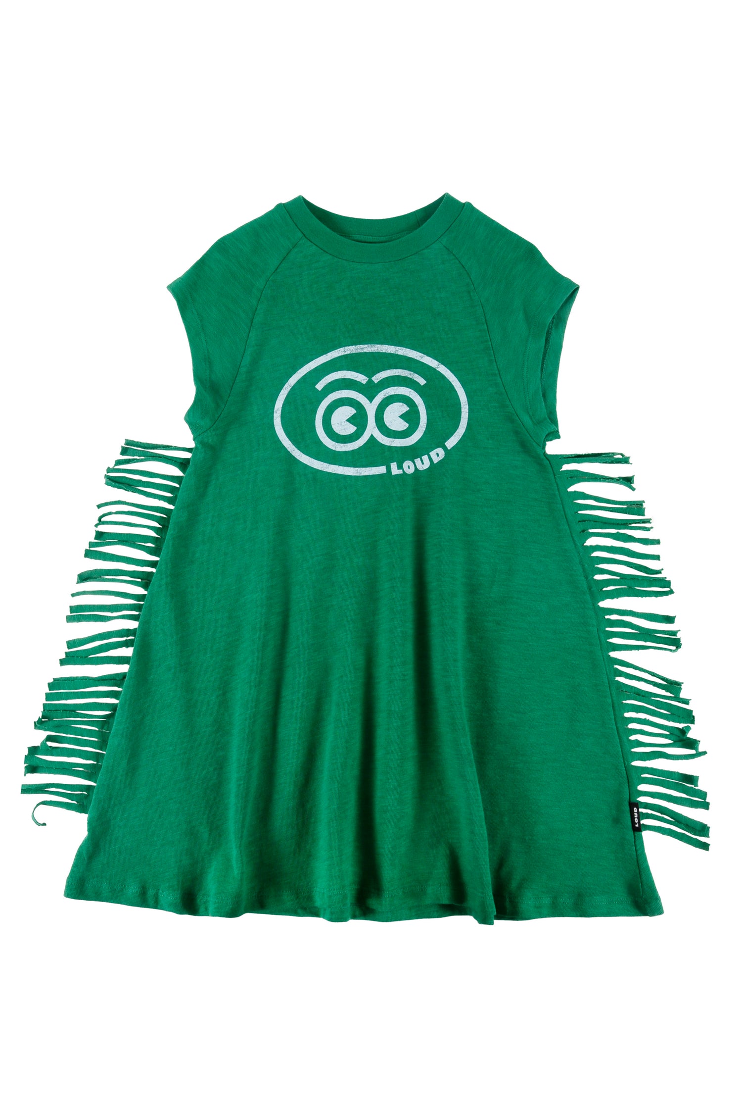 Loud Green Raglan Fringe Dress