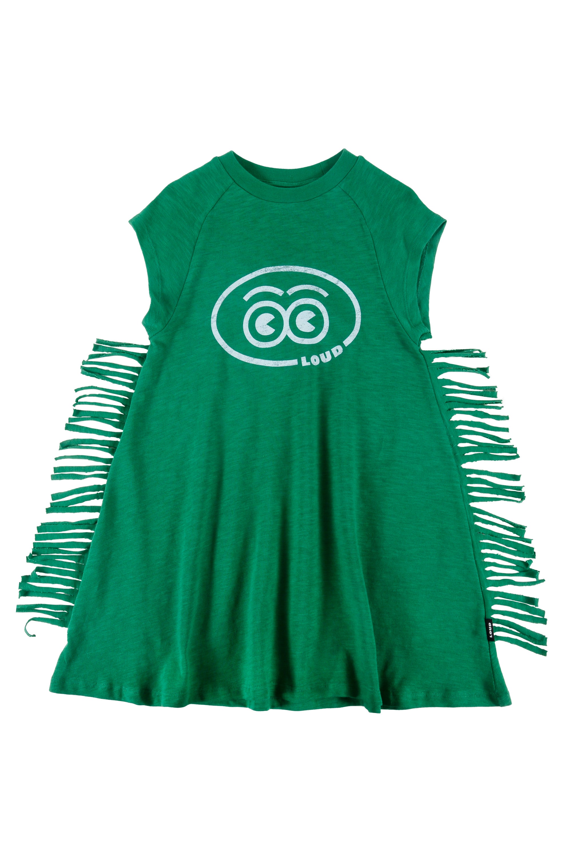 Loud Green Raglan Fringe Dress