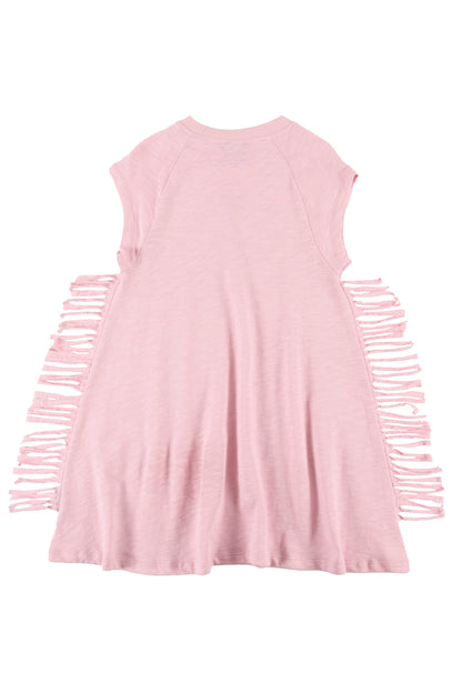 Loud Pink Raglan Fringe Dress