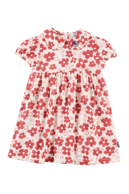 Loud Flower Dress Loose fit Peter Pan Collar Puff Sleeves