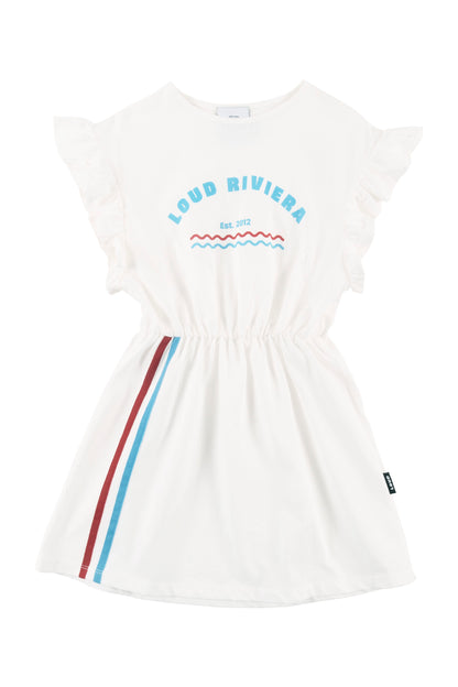 Loud Ruffle Sleeve Elastic Waist Dress
