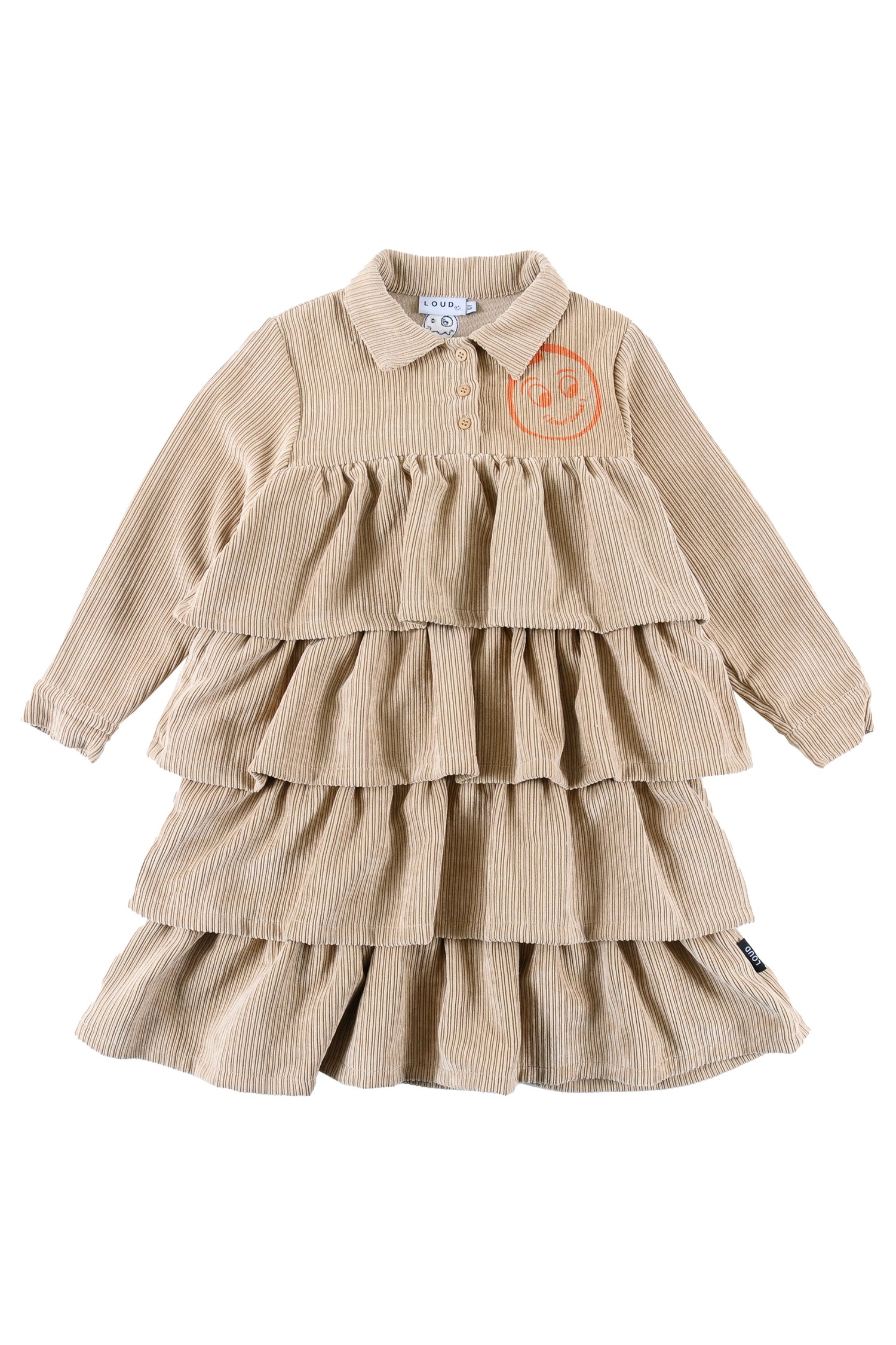 Loud Apparel Tan Ruffle Daffodil Dress