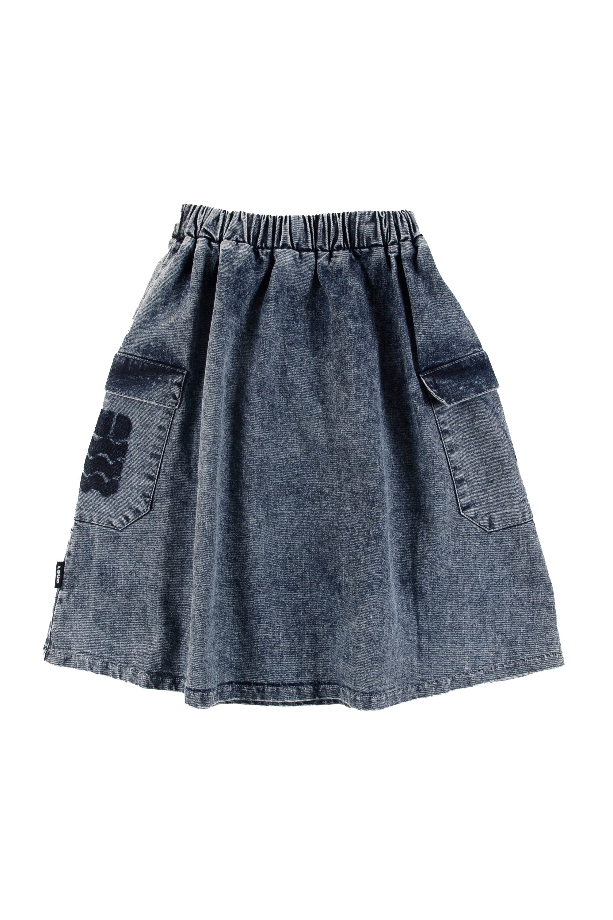 Loud Apparel Stone Wash Skirt Midi with Pockets