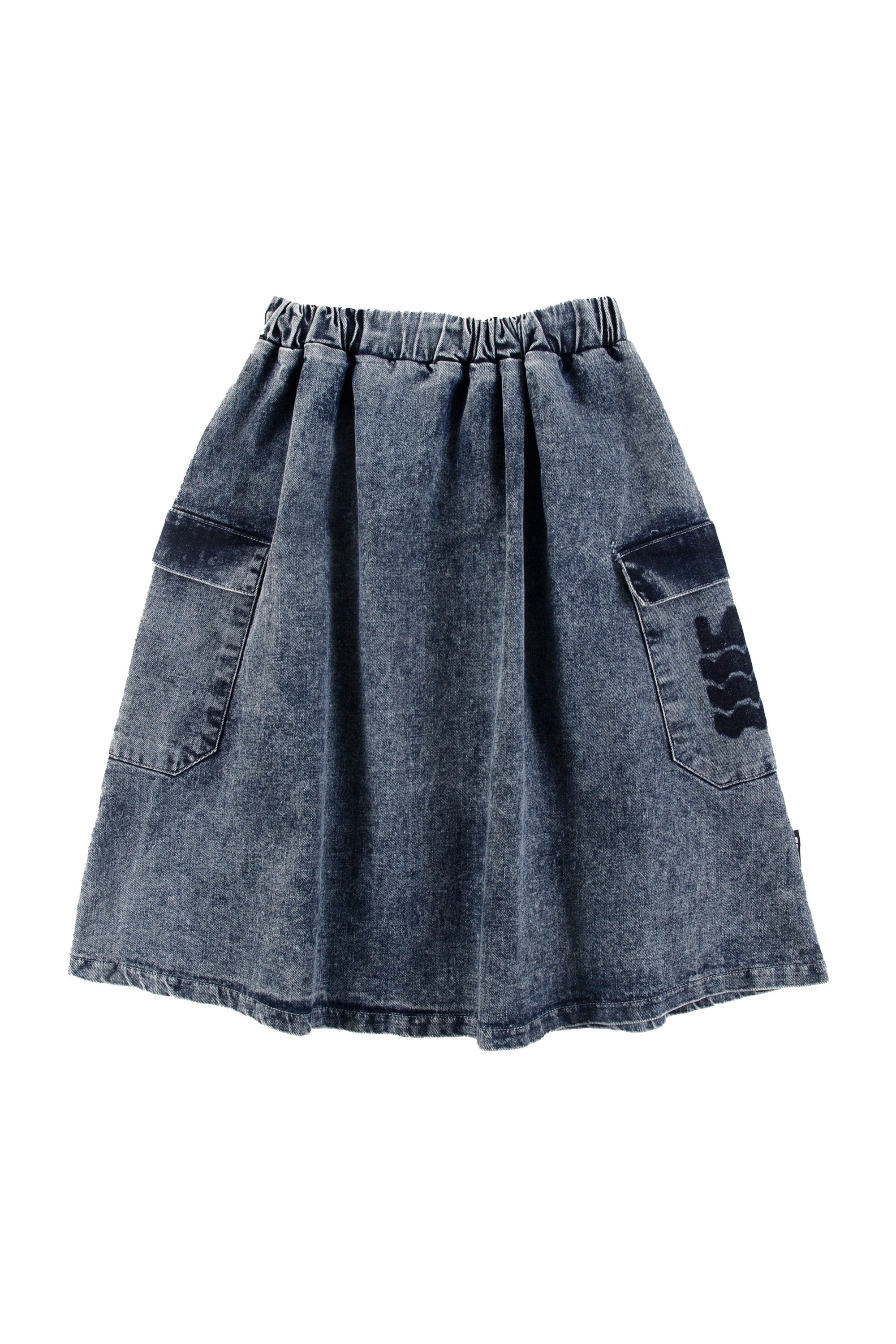 Loud Apparel Stone Wash Skirt Midi with Pockets